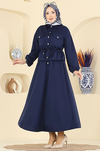 moda selvim Beli Tünelli Etekli Takım 2787SL432 Laci - Thumbnail