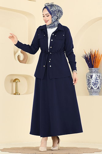 moda selvim Beli Tünelli Etekli Takım PL9187 Açık Laci - Thumbnail