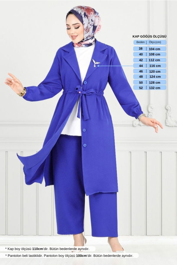 Modaselvim SEPETTE NET %20+%10 İNDİRİM Beli Tünelli İkili Takım 021MR1077-M Saks