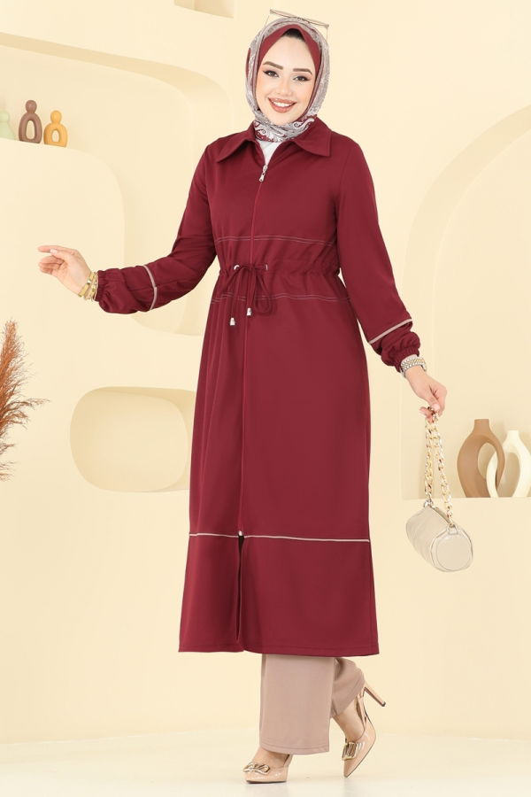 Modaselvim Kombin Beli Tünelli İkili Takım 421DVL817 Bordo&Vizyon