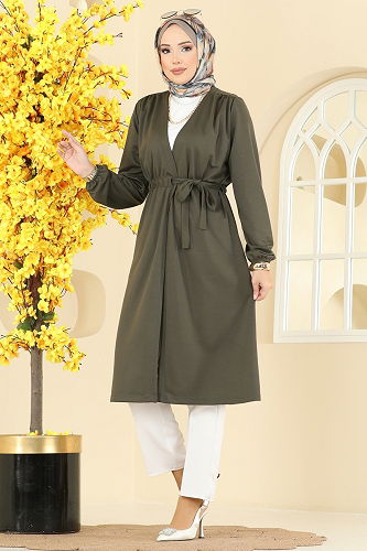 moda selvim Beli Tünelli Kap 10074ETT926 Haki - Thumbnail