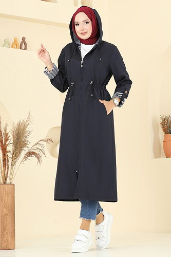 moda selvim Beli Tünelli Kapşonlu Trençkot 2511MSA980 Laci - Thumbnail