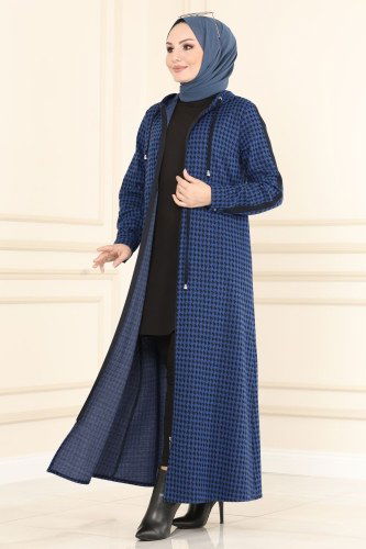moda selvim Beli Tünelli Kazayağı Kışlık Ferace PL298 Saks - Thumbnail