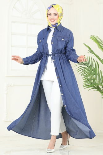 moda selvim Beli Tünelli Kot Elbise 863ASE1098 Kot - Thumbnail