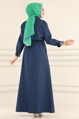 moda selvim Beli Tünelli Kot Ferace 4327MKL719 Koyu Kot - Thumbnail