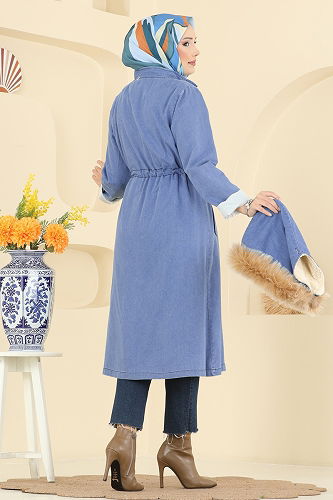 moda selvim Beli Tünelli Kot Kap 4294MKL719 Açık Kot - Thumbnail