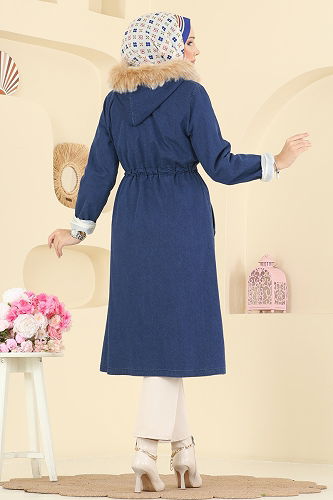 moda selvim Beli Tünelli Kot Kap 4294MKL719 Koyu Kot - Thumbnail