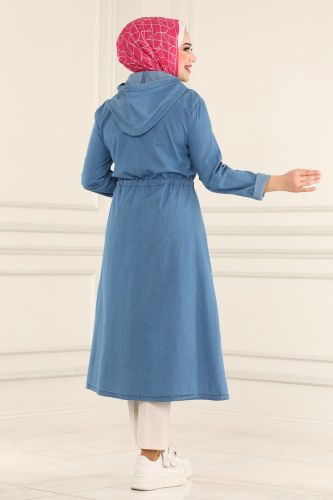 moda selvim Beli Tünelli Kot Kap 4328MKL719 Açık Kot - Thumbnail