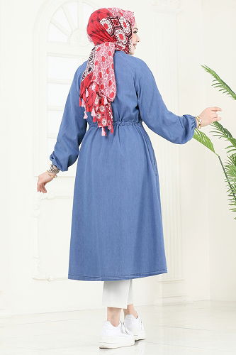 moda selvim Beli Tünelli Kot Kap 4367MKL719 Açık Kot - Thumbnail