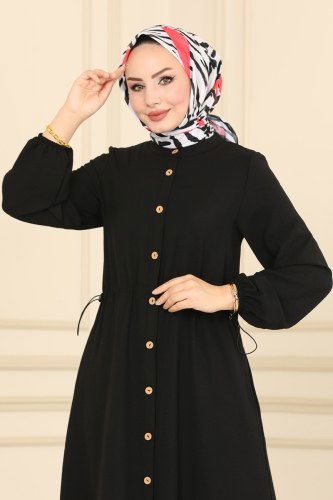 moda selvim Beli Tünelli Mevsimlik Kap 2238BLU797 Siyah - Thumbnail