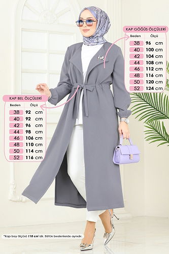 moda selvim Beli Tünelli Mevsimlik Kap 5669EDF311 Gri - Thumbnail