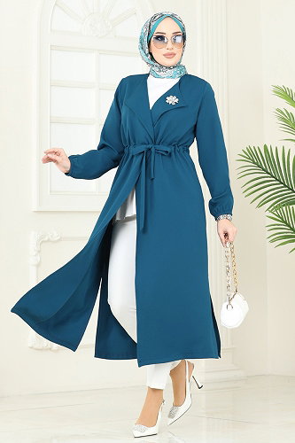 moda selvim Beli Tünelli Mevsimlik Kap 5669EDF311 Petrol - Thumbnail