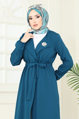 moda selvim Beli Tünelli Mevsimlik Kap 5669EDF311 Petrol - Thumbnail