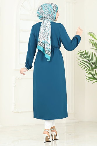 moda selvim Beli Tünelli Mevsimlik Kap 5669EDF311 Petrol - Thumbnail