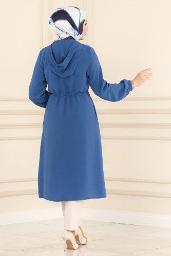 moda selvim Beli Tünelli Mevsimlik Kap 6813S324 İndigo - Thumbnail
