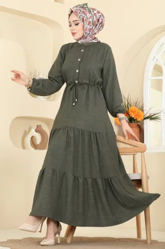 H.B.S. - Beli Tünelli Sofia Elbise 3263HBS856 Haki