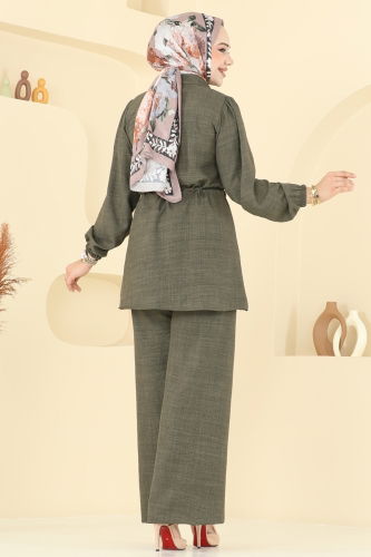 moda selvim Beli Tünelli Sofia Takım 1015MP806 Haki - Thumbnail