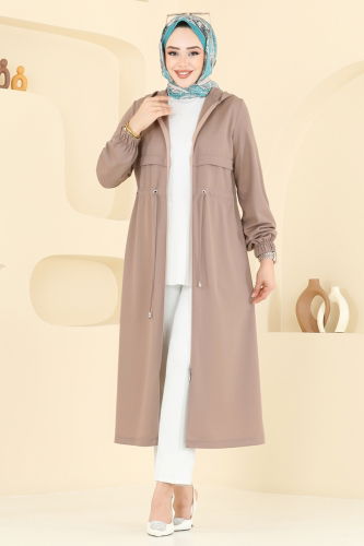 moda selvim Beli Tünelli Tesettür Kap 420DVL817 Koyu Vizyon - Thumbnail