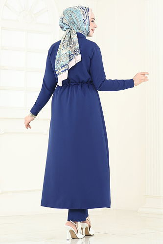 moda selvim Beli Tünelli Tesettür Takım 23009UKB139 Laci - Thumbnail