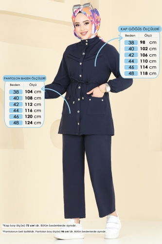 moda selvim Beli Tünelli Tesettür Takım 505MP806 Laci - Thumbnail
