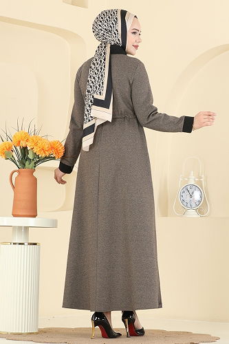 moda selvim Beli Tünelli Tivit Elbise PL9188 Vizyon - Thumbnail