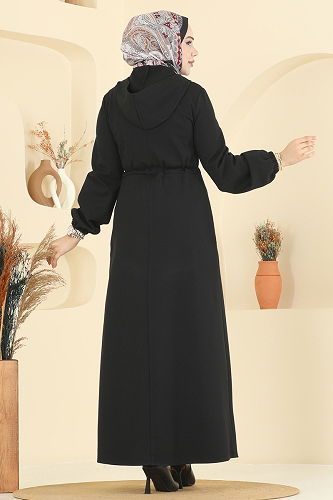 moda selvim Beli Tünelli Tivit Ferace 2737SL432 Siyah - Thumbnail