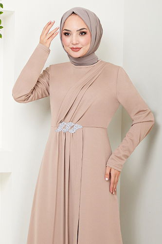 moda selvim Belt Stone Detailed Suit 269DVL897 Vision - Thumbnail