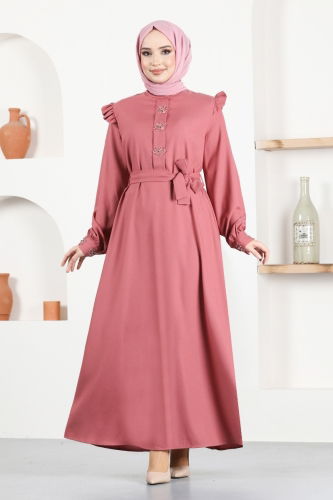 MRV A.S.N. - Belted Buttoned Dress ASN129-M Rose Dried