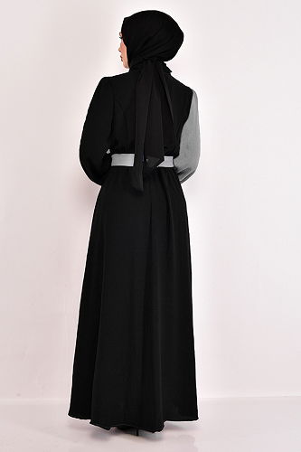 moda selvim الفستانASM2549-M رمادي غامق - Thumbnail