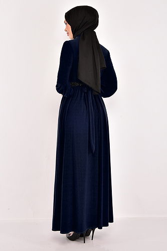 moda selvim Belted Hijab Dress ASM2596-M Laci - Thumbnail