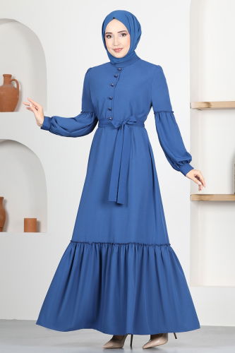 MRV A.S.M. - Belted Hijab Dress ASM2665-M Indigo