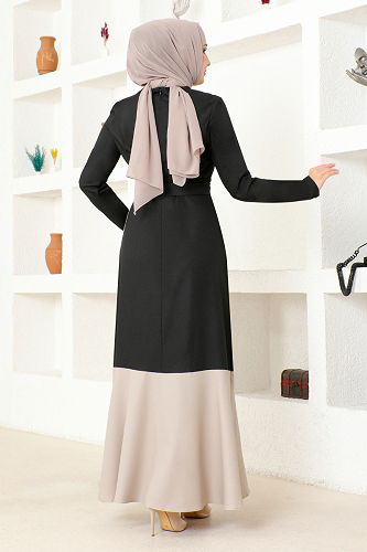 moda selvim الفستانASM2692-M أسود - Thumbnail