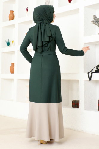MRV A.S.M. - Belted Hijab Dress ASM2692-M Emerald