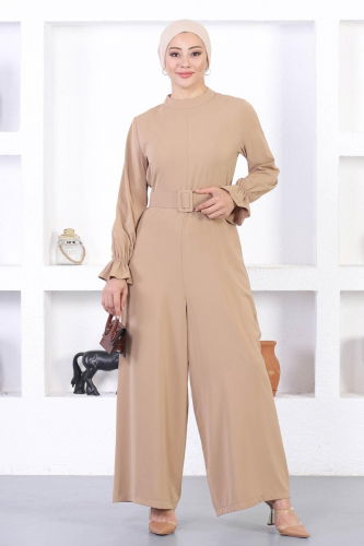 M.S.L. - Belted Hijab Jumpsuit MİH12244 Vision