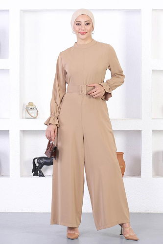 moda selvim Belted Hijab Jumpsuit MİH12244 Vision - Thumbnail