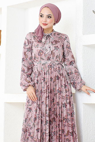 moda selvim الفستانDMN4023-M المسحوق - Thumbnail