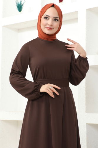 moda selvim Dress MSL209 Brown - Thumbnail