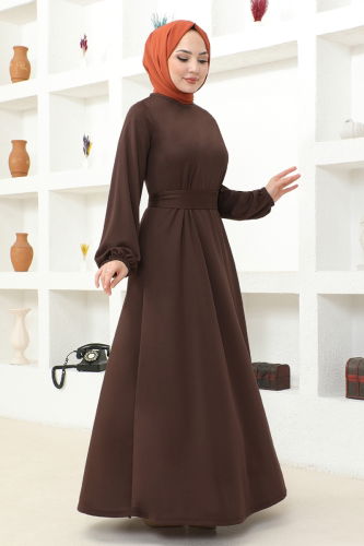 moda selvim Dress MSL209 Brown - Thumbnail