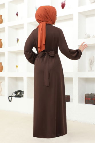 moda selvim Dress MSL209 Brown - Thumbnail