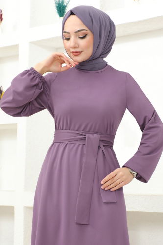 moda selvim Dress MSL209 Dark Lilac - Thumbnail