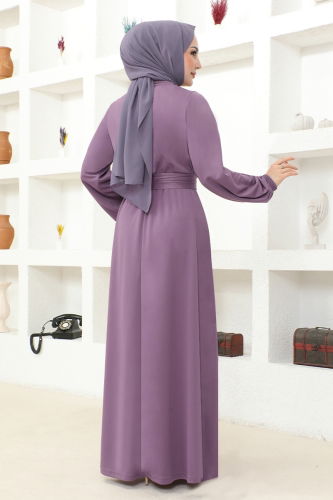 moda selvim Dress MSL209 Dark Lilac - Thumbnail