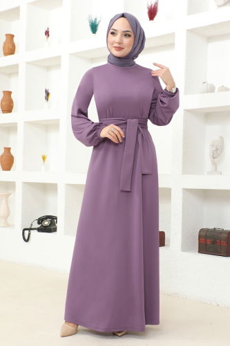 moda selvim Dress MSL209 Dark Lilac - Thumbnail