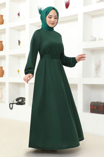 moda selvim Dress MSL209 Emerald - Thumbnail