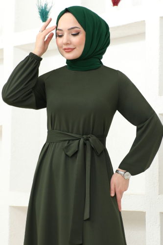 moda selvim Dress MSL209 Khaki - Thumbnail