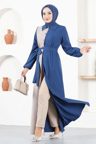 MRV A.S.M. - Belted Terikoton Dress ASM2651-M Indigo