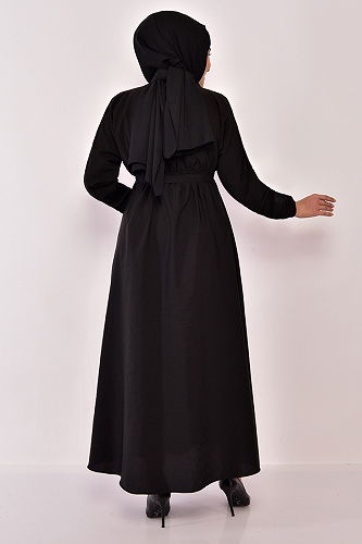 moda selvim الفستانEFL12251-M أسود - Thumbnail