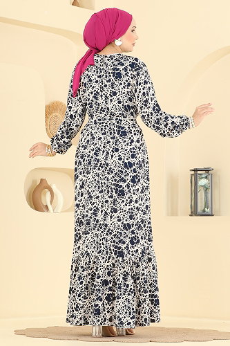 moda selvim Benek Desenli Viskon Elbise 027MR1078 Laci - Thumbnail