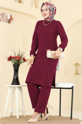 P.R.M. - Bisiklet Yaka Burgu Takım 4136PM271 Bordo