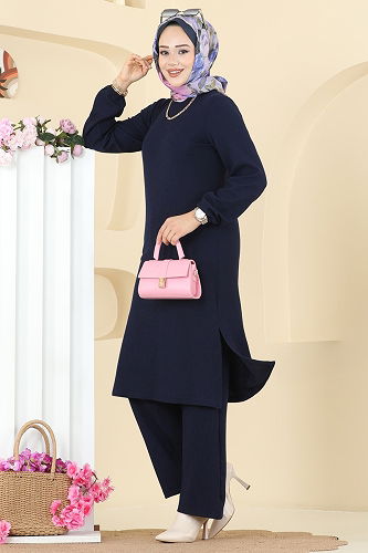 moda selvim Bisiklet Yaka Burgu Takım 4136PM271 Laci - Thumbnail