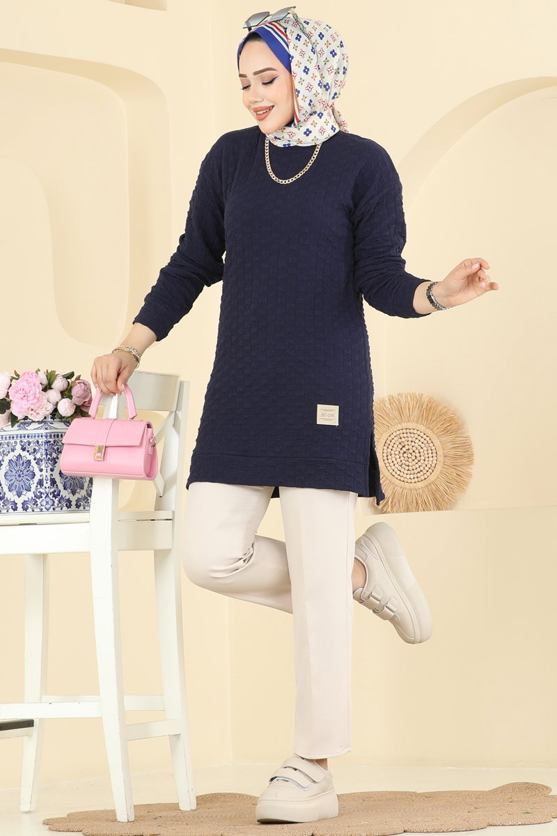 Bisiklet Yaka Bürümcük Tunik 185BO429 Laci